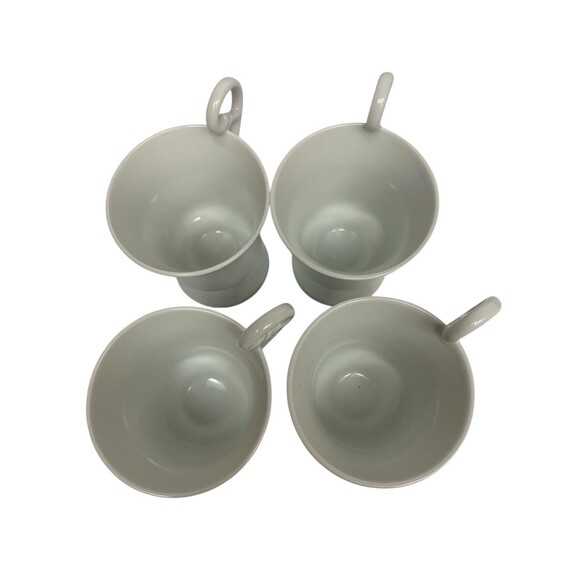Limoges Footed White Porcelain Mugs Cups Scrolled Handles Set Of 4 France - Picture 5 of 7